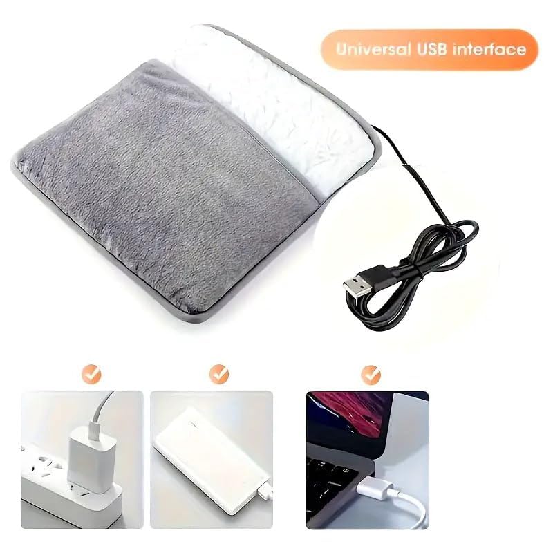 USB Heated Foot Warmer Pad – Soft Flannel Electric Heating Pad 11.8