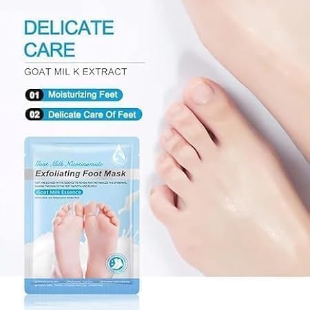 Moisturizing Foot Peel Mask for Cracked Dry Feet – Goat Milk (2 Pack)