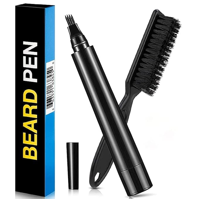 Beard Pencil Filler for Men | Waterproof Beard & Mustache Filler with Brush | Natural Patch Cover
