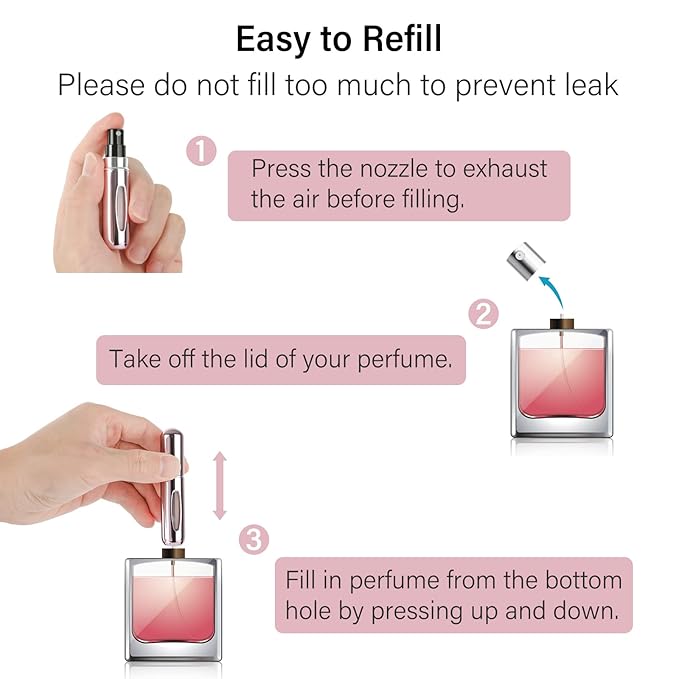 Refillable Mini Perfume Atomizer Bottle – 5ml Portable Travel Scent Spray Pump Case (3 Pack)