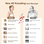 Electric Neck & Shoulder Massager with Heat | Wireless 3D Deep Tissue Kneading Massage Pillow