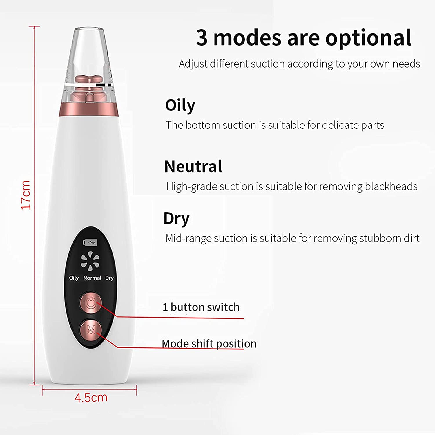 6-in-1 Blackhead Remover Vacuum | Electric Derma Suction Pore Cleaner for Face