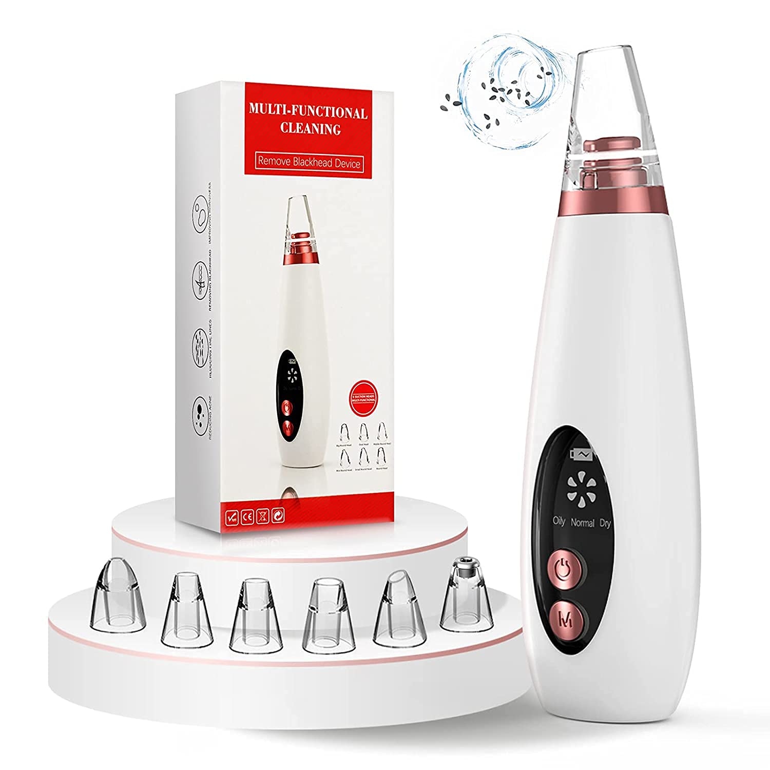 6-in-1 Blackhead Remover Vacuum | Electric Derma Suction Pore Cleaner for Face