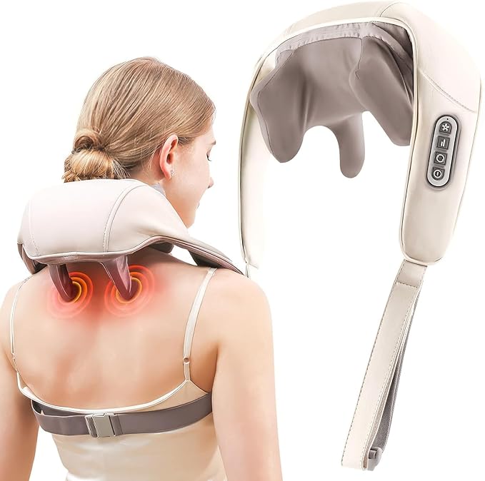 Electric Neck & Shoulder Massager with Heat | Wireless 3D Deep Tissue Kneading Massage Pillow