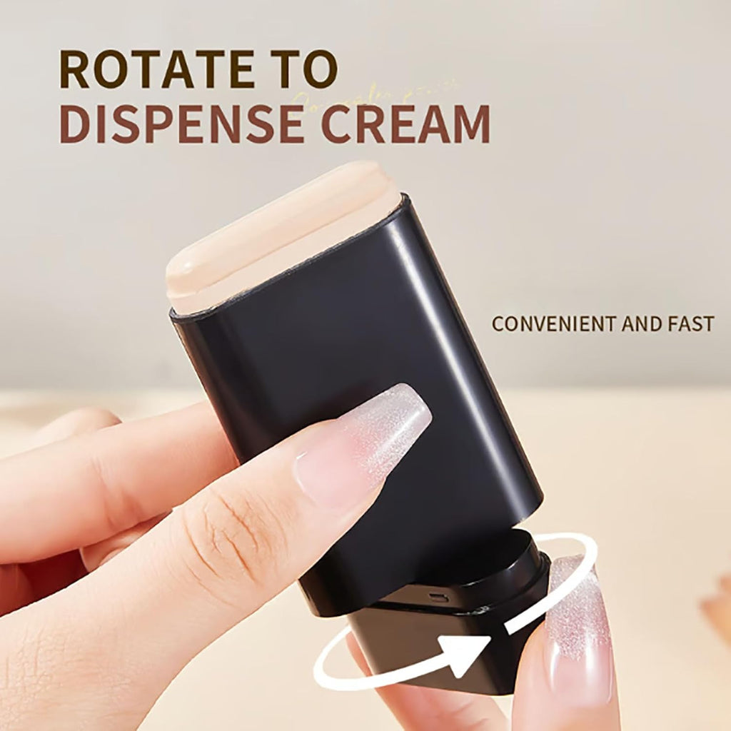 2 in 1 Anti-Wrinkle Foundation Stick with Brush, Luxury Hydrating Makeup Stick