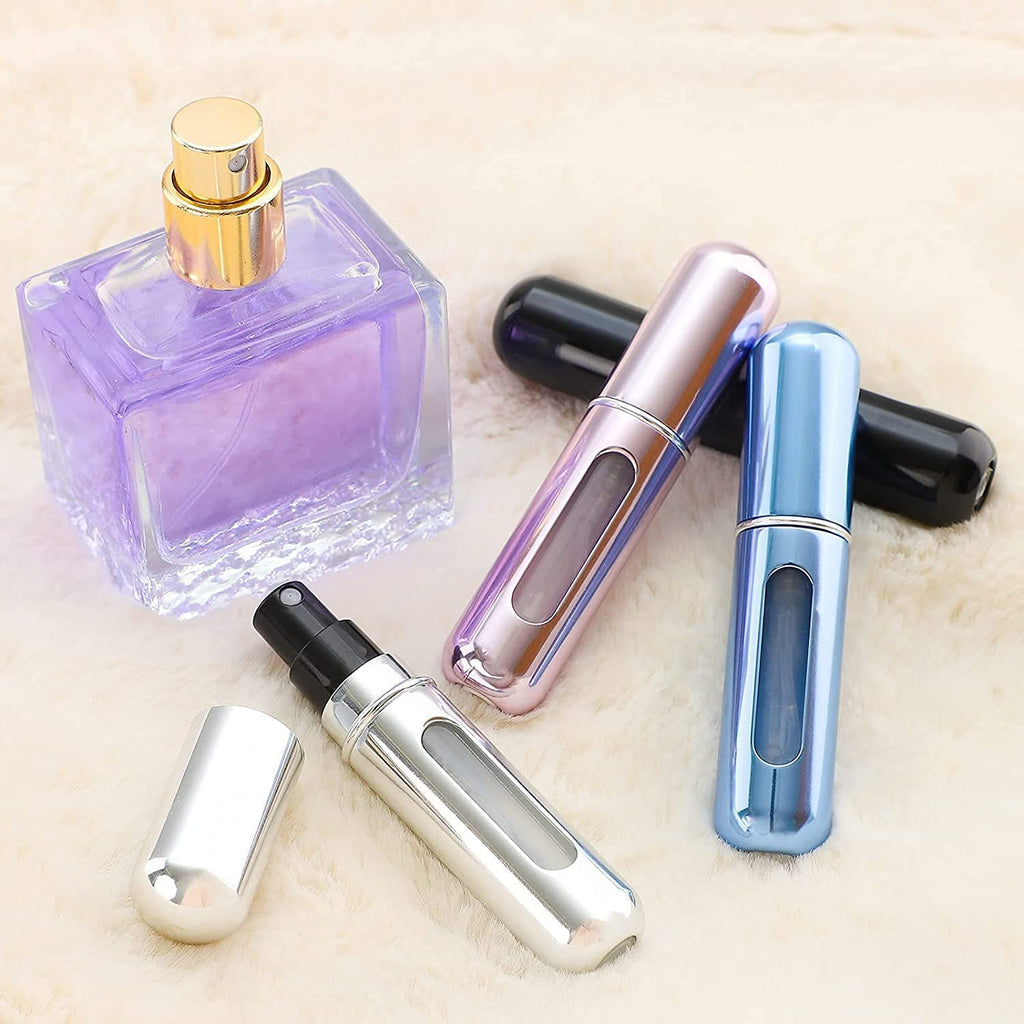 Refillable Mini Perfume Atomizer Bottle – 5ml Portable Travel Scent Spray Pump Case (3 Pack)