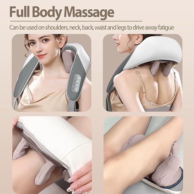 Electric Neck & Shoulder Massager with Heat | Wireless 3D Deep Tissue Kneading Massage Pillow