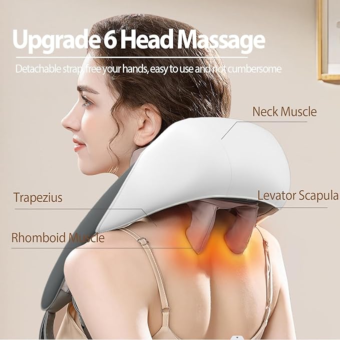Electric Neck & Shoulder Massager with Heat | Wireless 3D Deep Tissue Kneading Massage Pillow