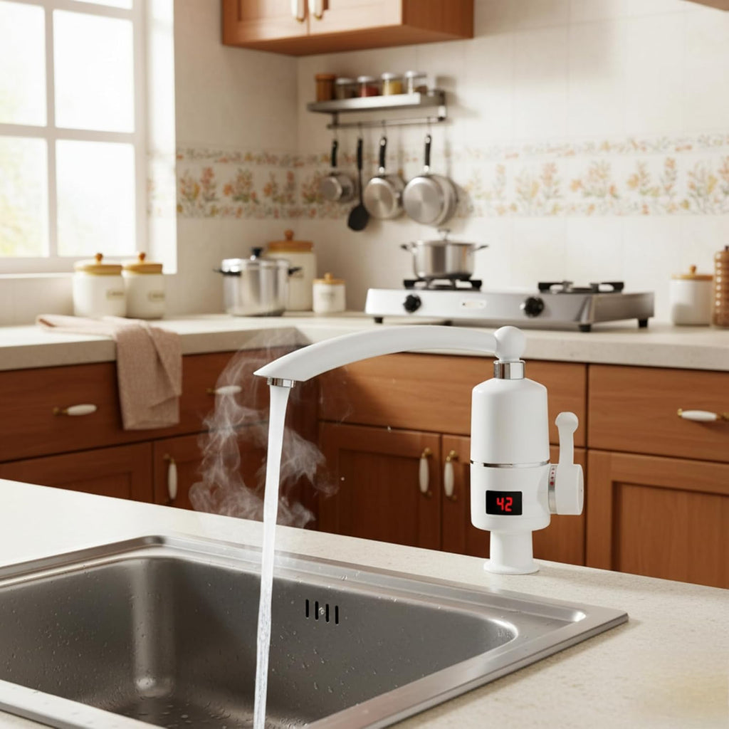 Electric Instant Hot Water Tap with Digital Temperature Display – Instant Heating, 1 Year Warranty (Surface Mount)