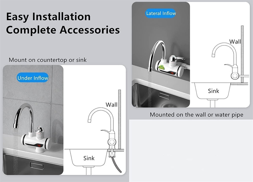 Instant Electric Water Heater Faucet Tap 3000W – Fast Heating, Energy Efficient, Portable Electric Hot Water Tap.