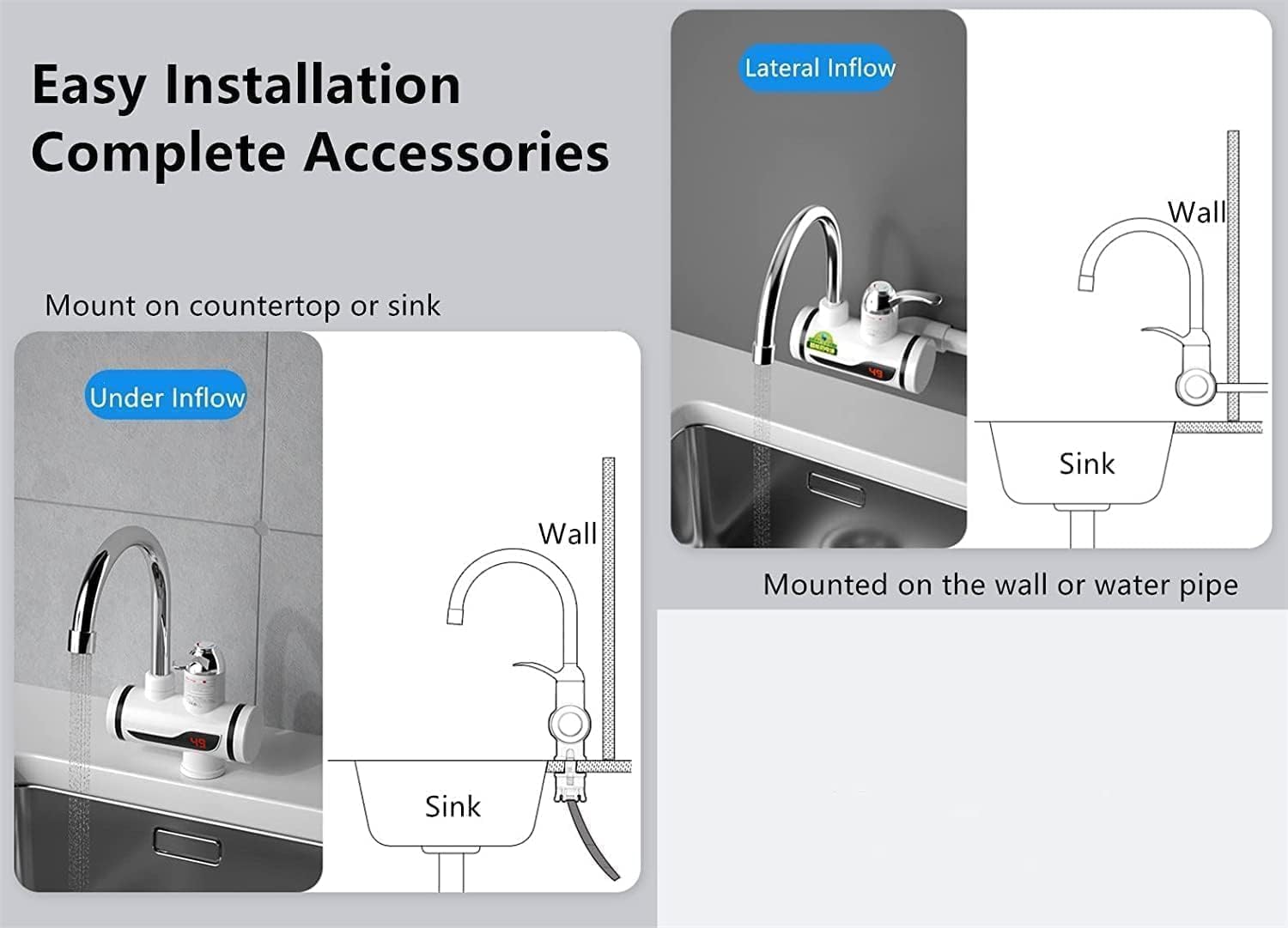 Instant Electric Water Heater Faucet Tap 3000W – Fast Heating, Energy Efficient, Portable Electric Hot Water Tap.