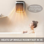 Handy Heater 800W – Portable Plug-In Wall Heater with Adjustable Thermostat & Timer | Energy-Efficient Mini Ceramic Room Heater for Home & Office